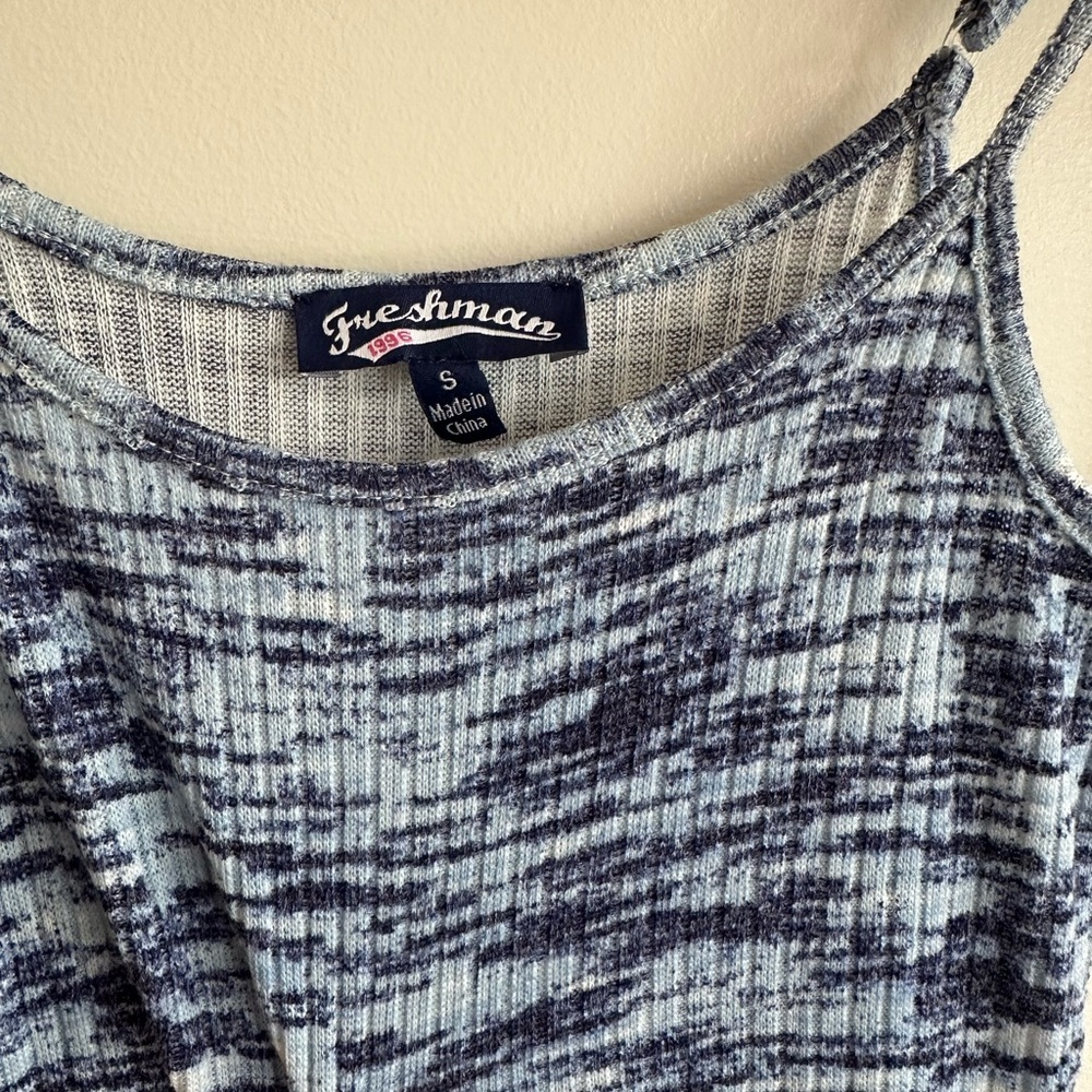 Blue Patterned Ribbed Maxi Dress - Picture 2 of 4